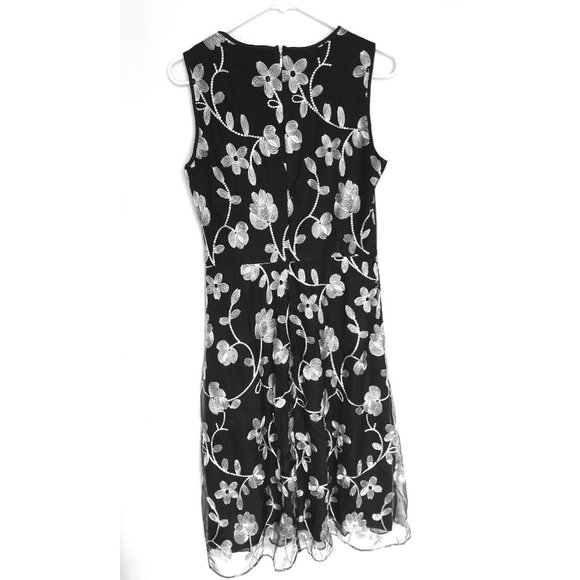nwt DKNY Floral Embroidered Mesh Dress black - Picture 6 of 6